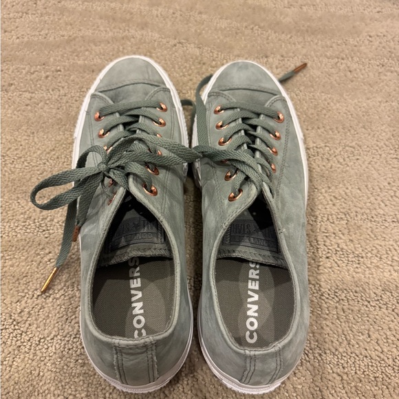 Converse Low Top Sneakers | Sage Green w/ Rose Gold Eyelets - Picture 2 of 4